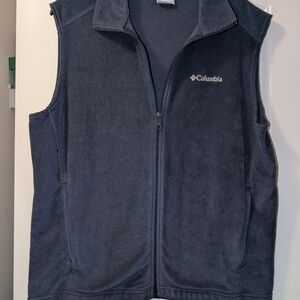 Columbia Sportswear Fleece Vest Men Large Dark Blue Full Zip Pockets